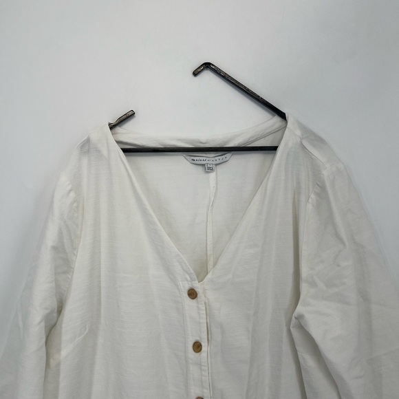 The Nines by HATCH 3/4 Sleeve Button Front Cropped Maternity Jumpsuit In White - Picture 1 of 9